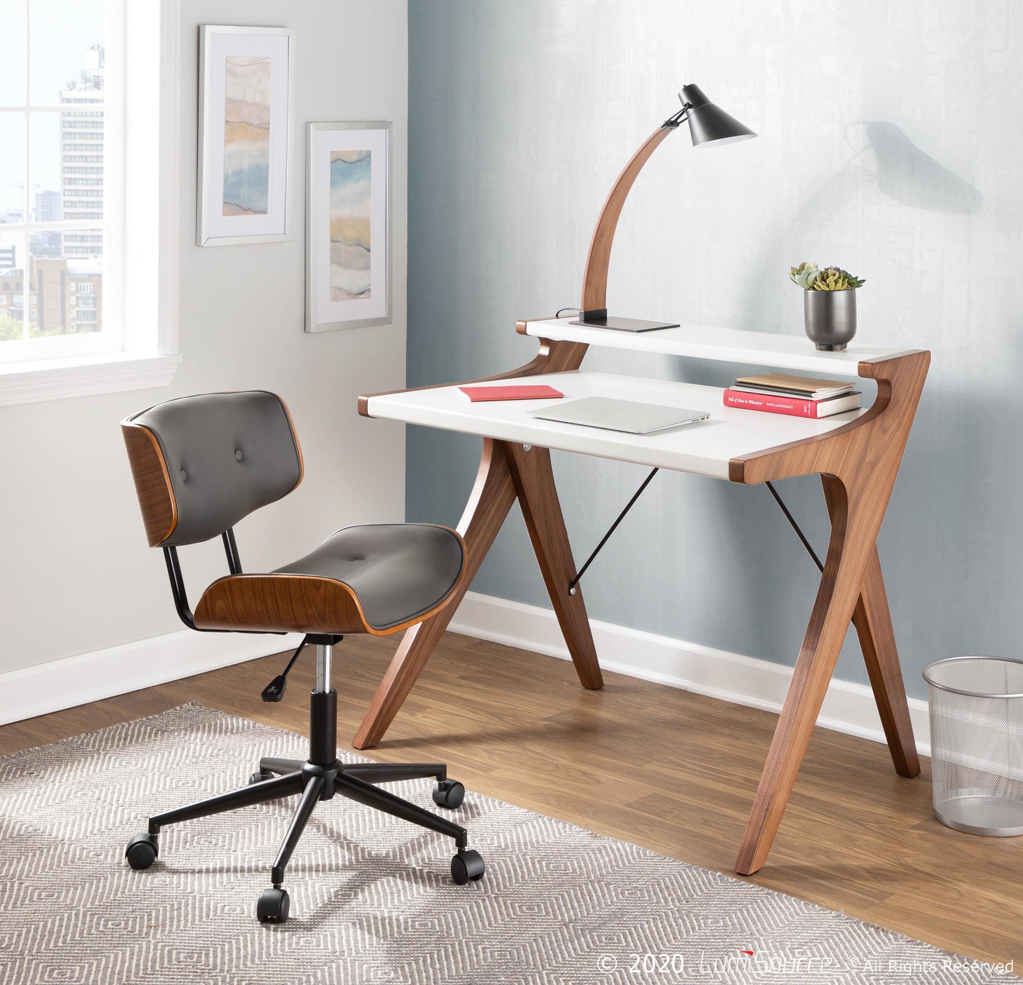 lumisource archer desk in grey