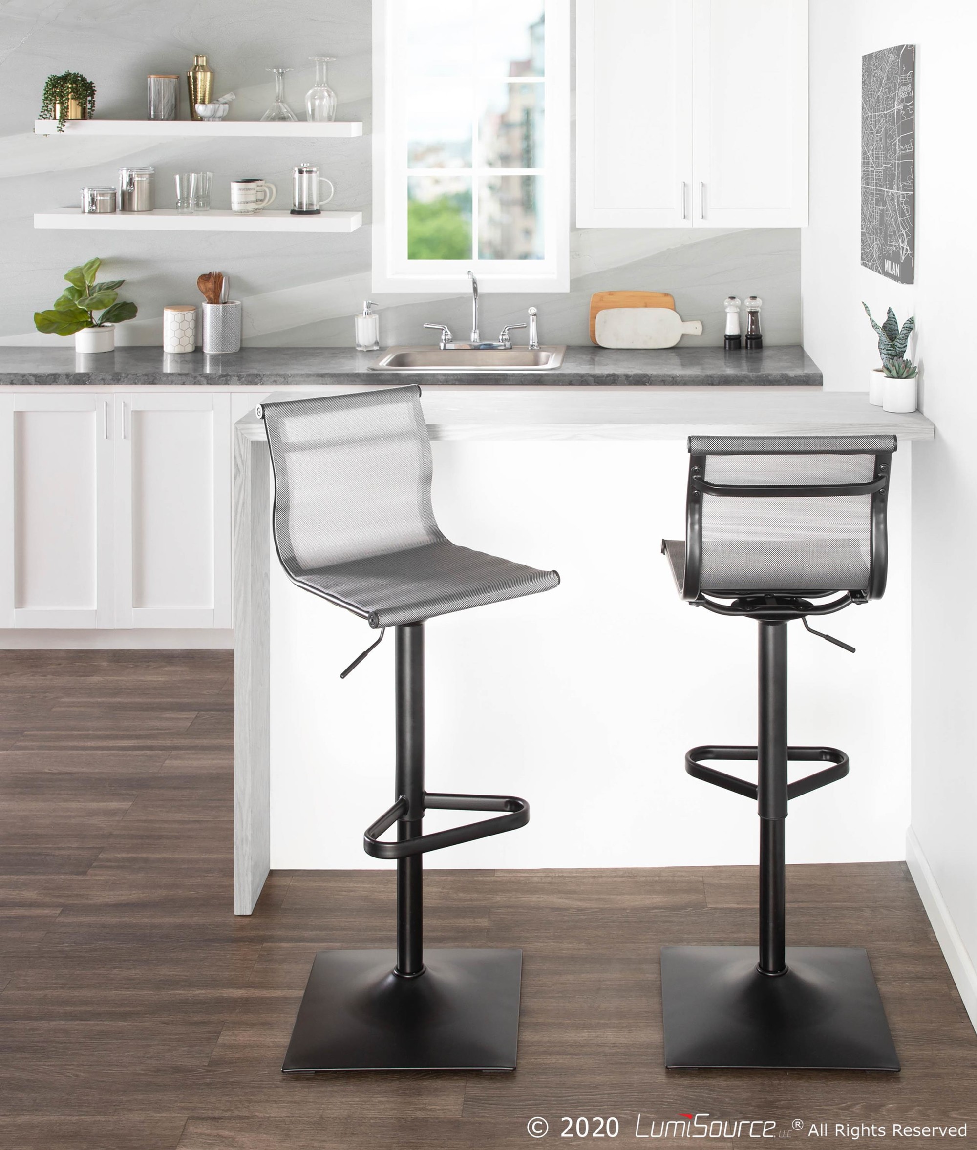 mirage metal swivel silver bar stool